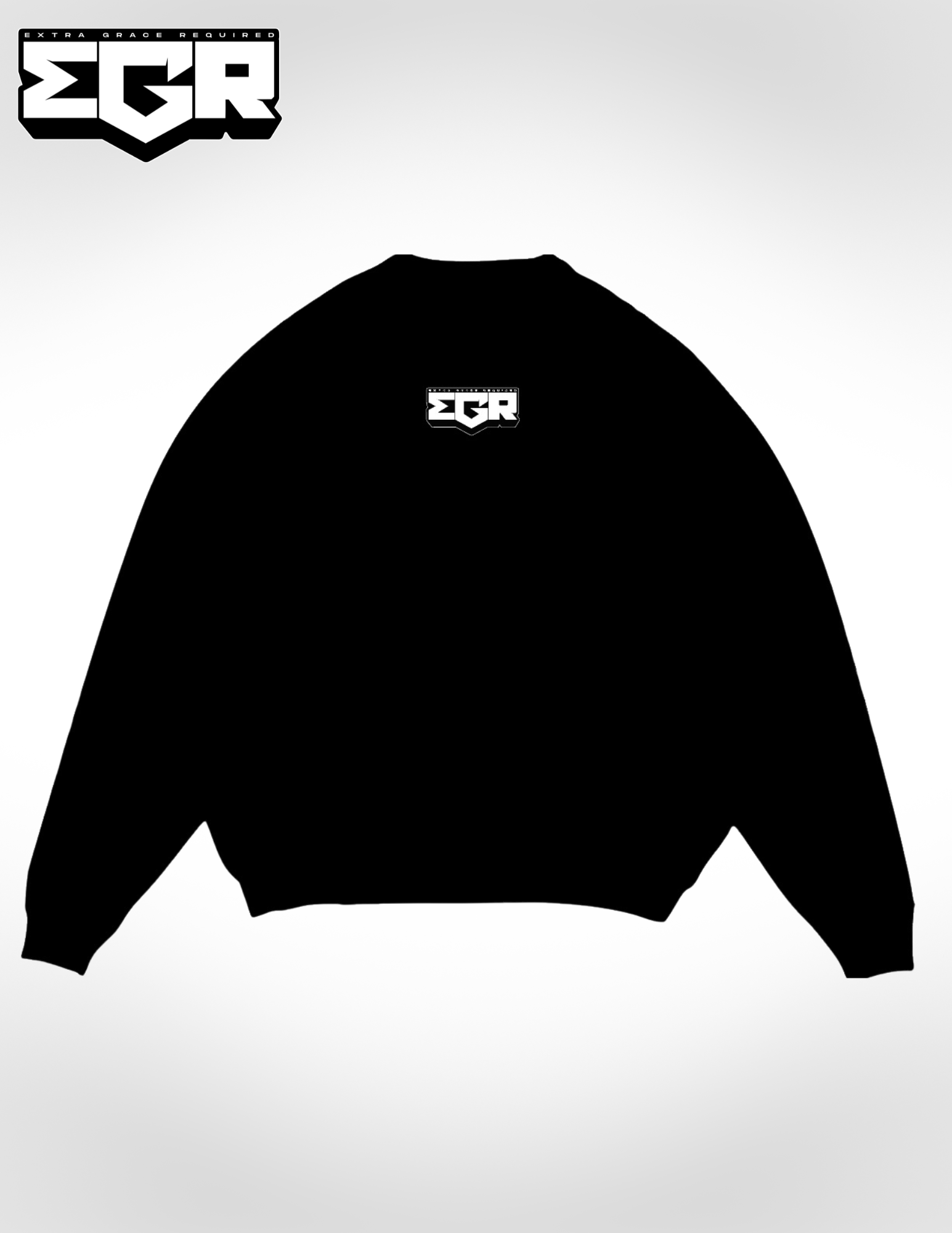 Black sweatshirt with EGR logo on a white background. Front 
